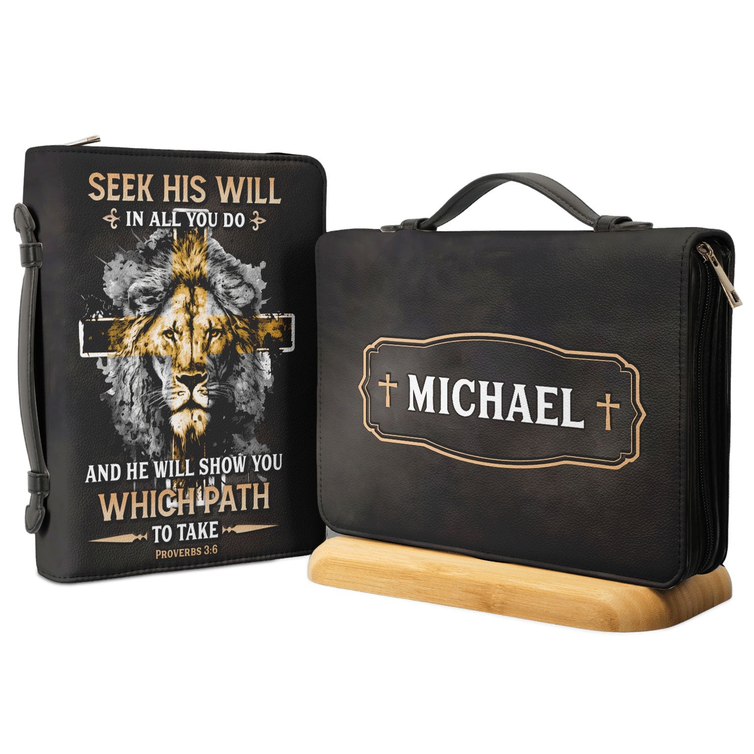 He Will Show You Which Path To Take Proverbs 3 6 Lion Personalized Women's Bible Covers - Jesus Bible Cover