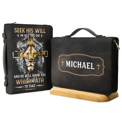 He Will Show You Which Path To Take Proverbs 3 6 Lion Personalized Women's Bible Covers - Jesus Bible Cover
