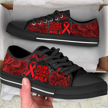 Heart Disease Shoes Awareness Walk Low Top Shoes Canvas Shoes, Breast Cancer Awareness Shoes