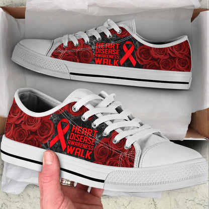 Heart Disease Shoes Awareness Walk Low Top Shoes Canvas Shoes, Breast Cancer Awareness Shoes