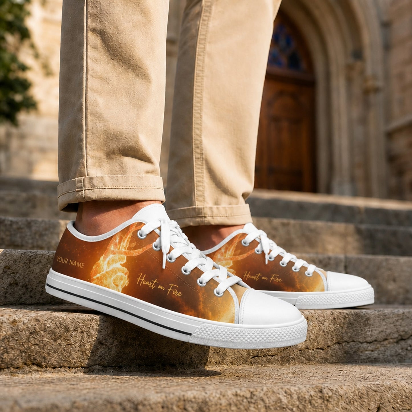 Heart On Fire Graphic Low Top Shoes Life style      
