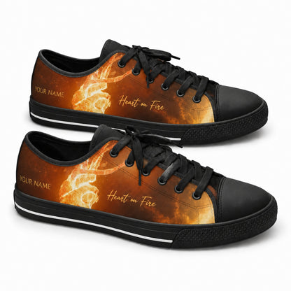 Heart On Fire Graphic Low Top Shoes black shoes      