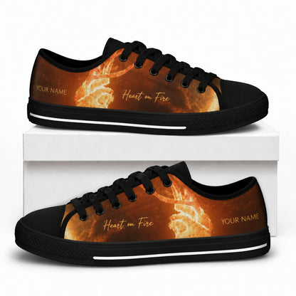 Heart On Fire Graphic Low Top Shoes box black      