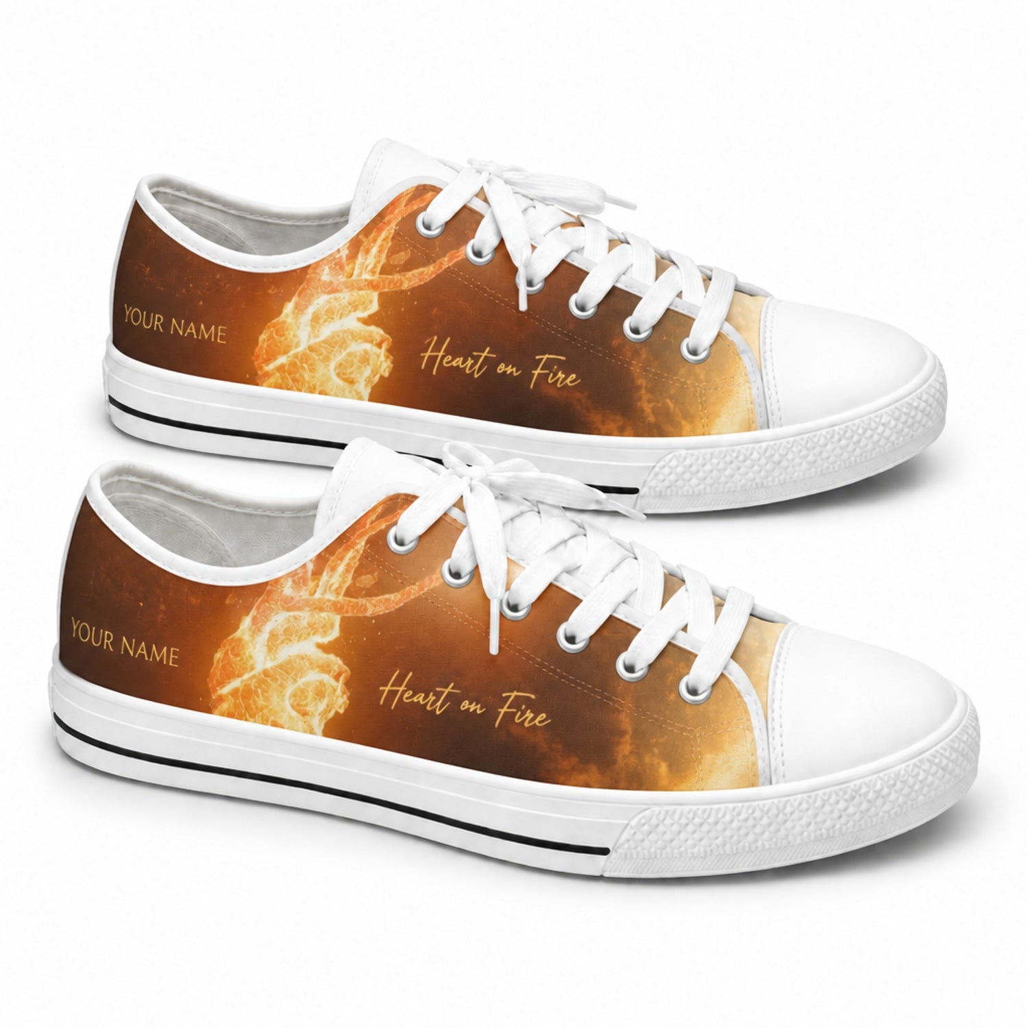 Heart On Fire Graphic Low Top Shoes          