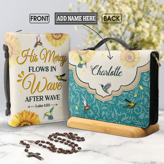 His Mercy Flows In Wave After Wave Luke 1 50 Sunflower Hummingbird Personalized Women's Bible Covers