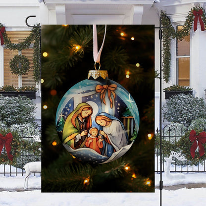 Holy Family Christmas Nativity Scene On A Festive Christmas Garden Flag - Christian House Flag