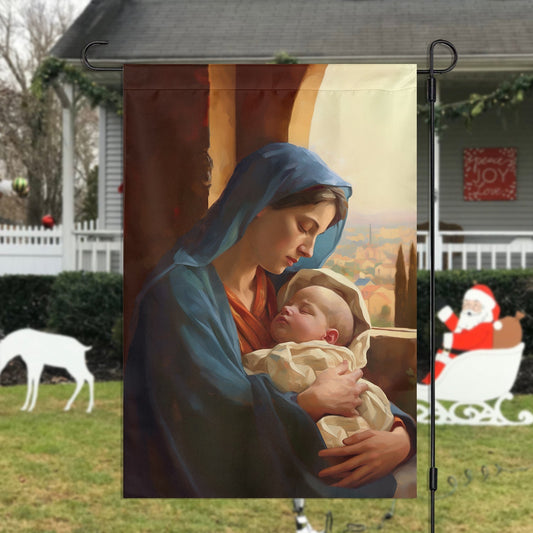 Holy Family Mary And The Holy Child Christmas Garden Flag - Christian House Flag