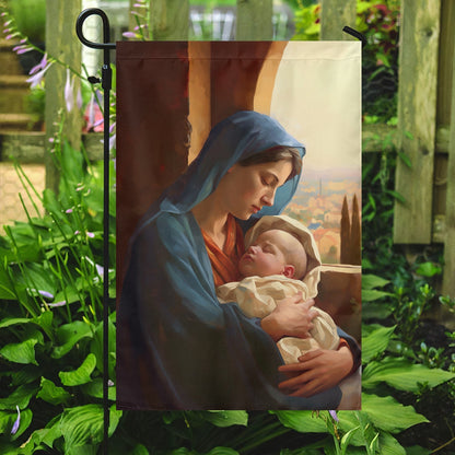 Holy Family Mary And The Holy Child Christmas Garden Flag - Christian House Flag