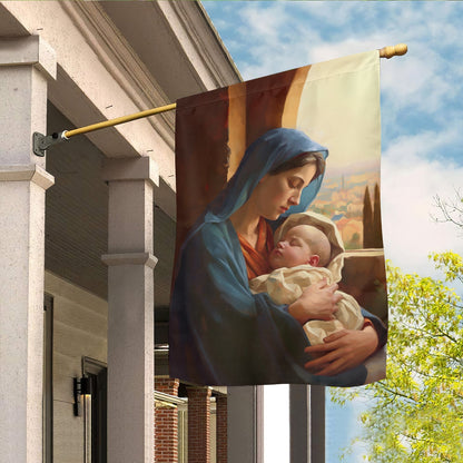 Holy Family Mary And The Holy Child Christmas Garden Flag - Christian House Flag