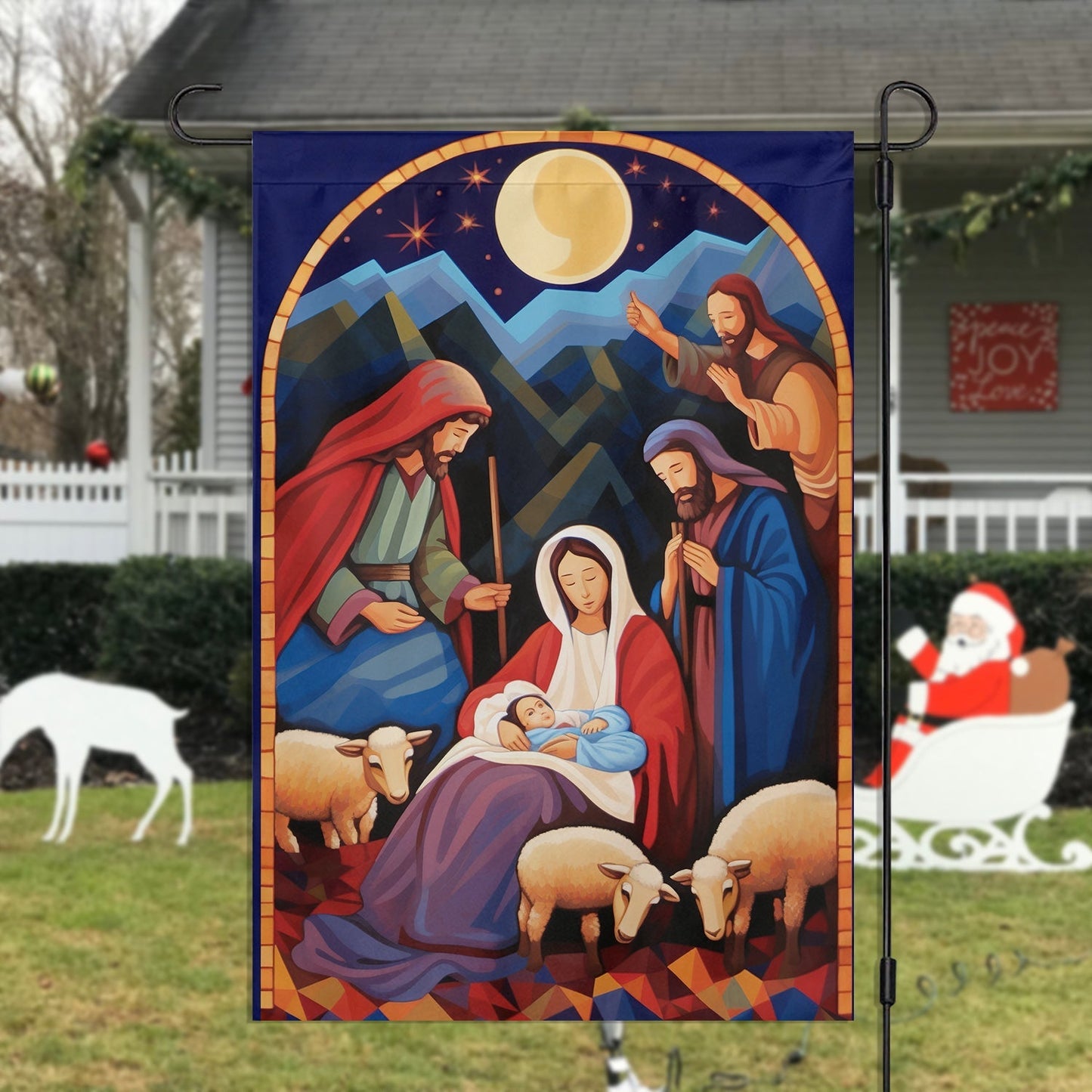 Holy Family Night Nativity A Celebration Of The Holy Birth - Christmas Garden Flag