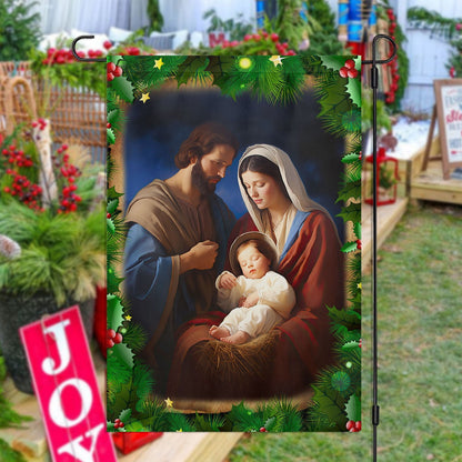 Holy Family On Christmas Christians Xmas Christian House Flag - Nativity Christians Flag Gift