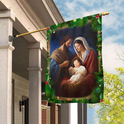 Holy Family On Christmas Christians Xmas Christian House Flag - Nativity Christians Flag Gift