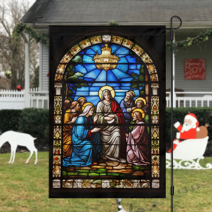 Holy Family Stained Glass Depiction Of Mary Christmas Garden Flag - Christian House Flag