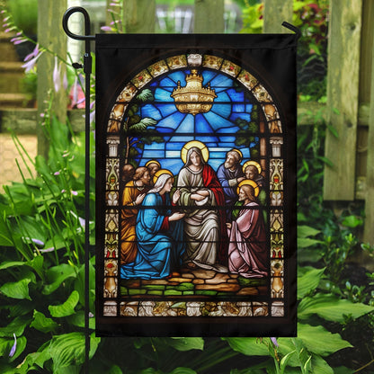 Holy Family Stained Glass Depiction Of Mary Christmas Garden Flag - Christian House Flag