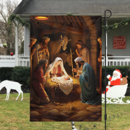 Holy Family The Birth Of Hope On Christmas Eve Christmas Garden Flag - Christian House Flag