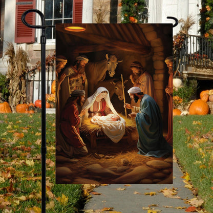 Holy Family The Birth Of Hope On Christmas Eve Christmas Garden Flag - Christian House Flag