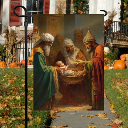 Holy Family The Magi's Homage Christmas Garden Flag - Christian House Flag