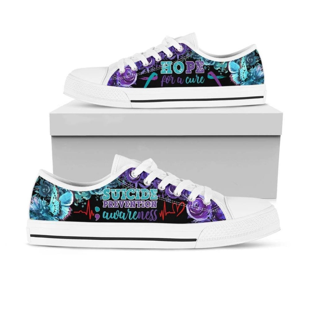Hope for a cure Suicide Prevention Low Top Shoes, Breast Cancer Awareness Shoes