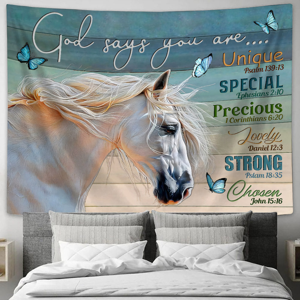 Horse God Says You Are Tapestry - Christian Tapestries - Wall Tapestry Bible Verse