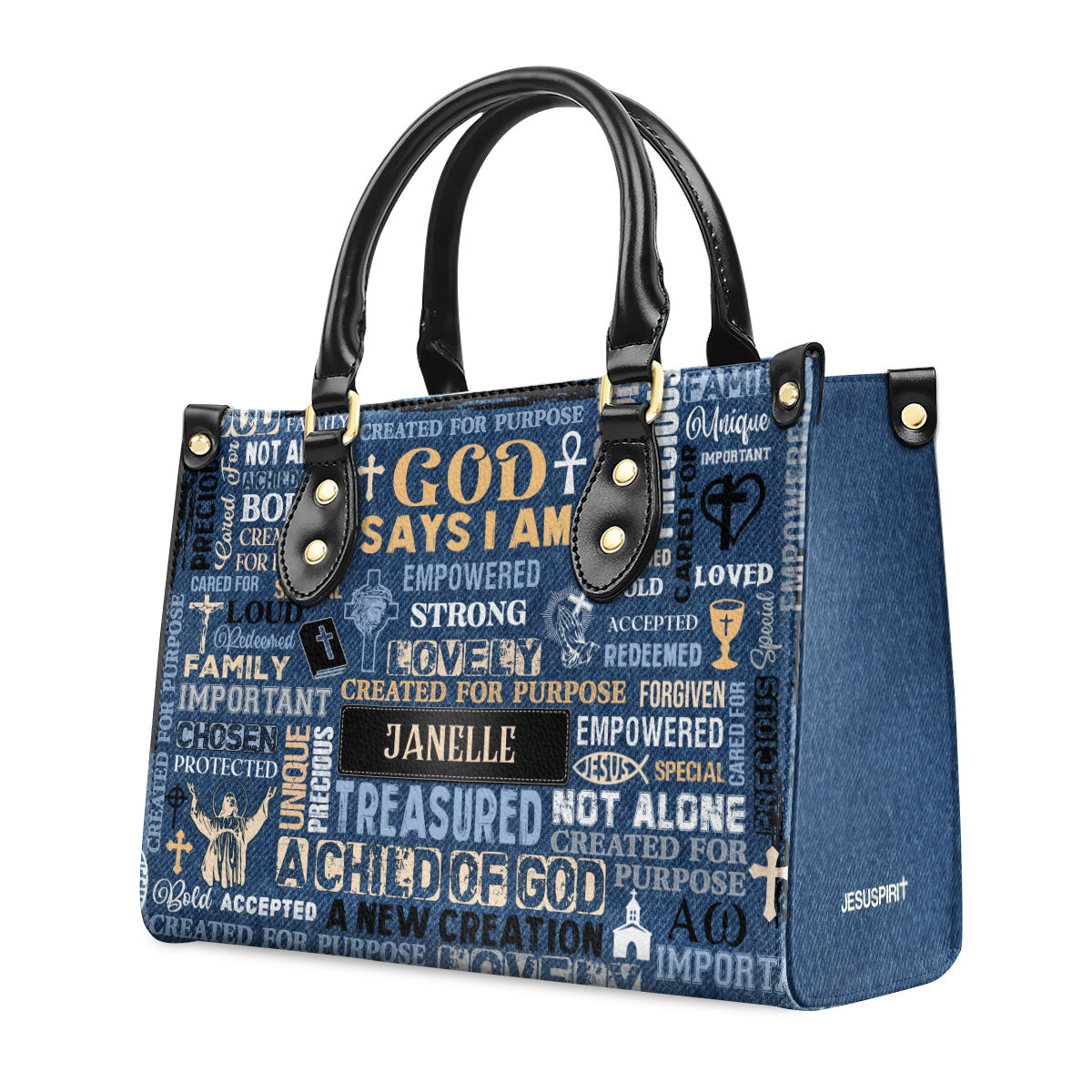 I Am A Child Of God Custom Name Leather Handbags For Women