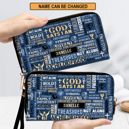 I Am A Child Of God Personalized Leather Clutch Purse For Christian Women - Christian Gifts For Religious Women