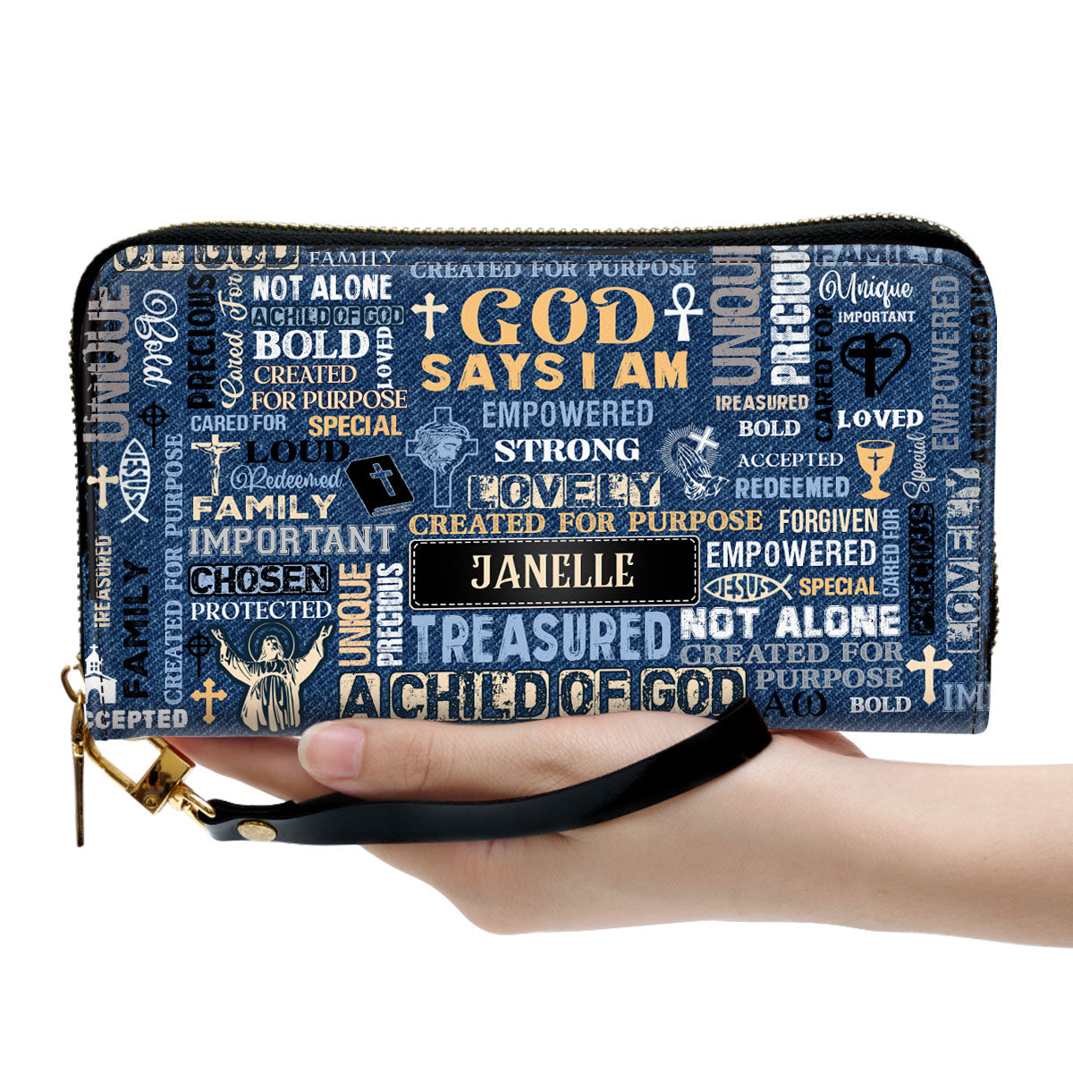 I Am A Child Of God Personalized Leather Clutch Purse For Christian Women - Christian Gifts For Religious Women