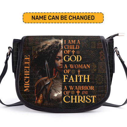 I Am A Child Of God Personalized Leather Saddle Bag - Religious Bags For Women