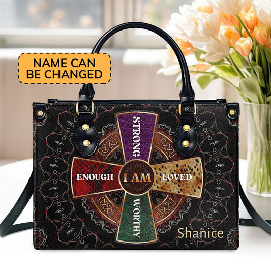 I Am Custom Name Leather Handbags For Women