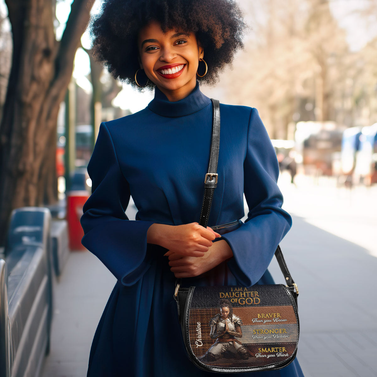 I Am Daughter Of God Personalized Leather Saddle Bag - Religious Bags For Women