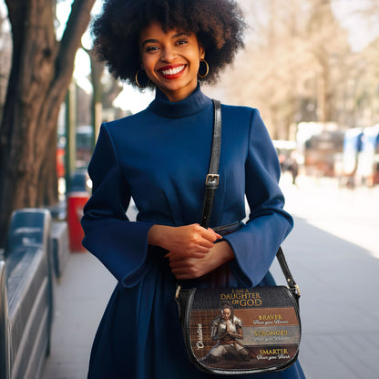 I Am Daughter Of God Personalized Leather Saddle Bag - Religious Bags For Women