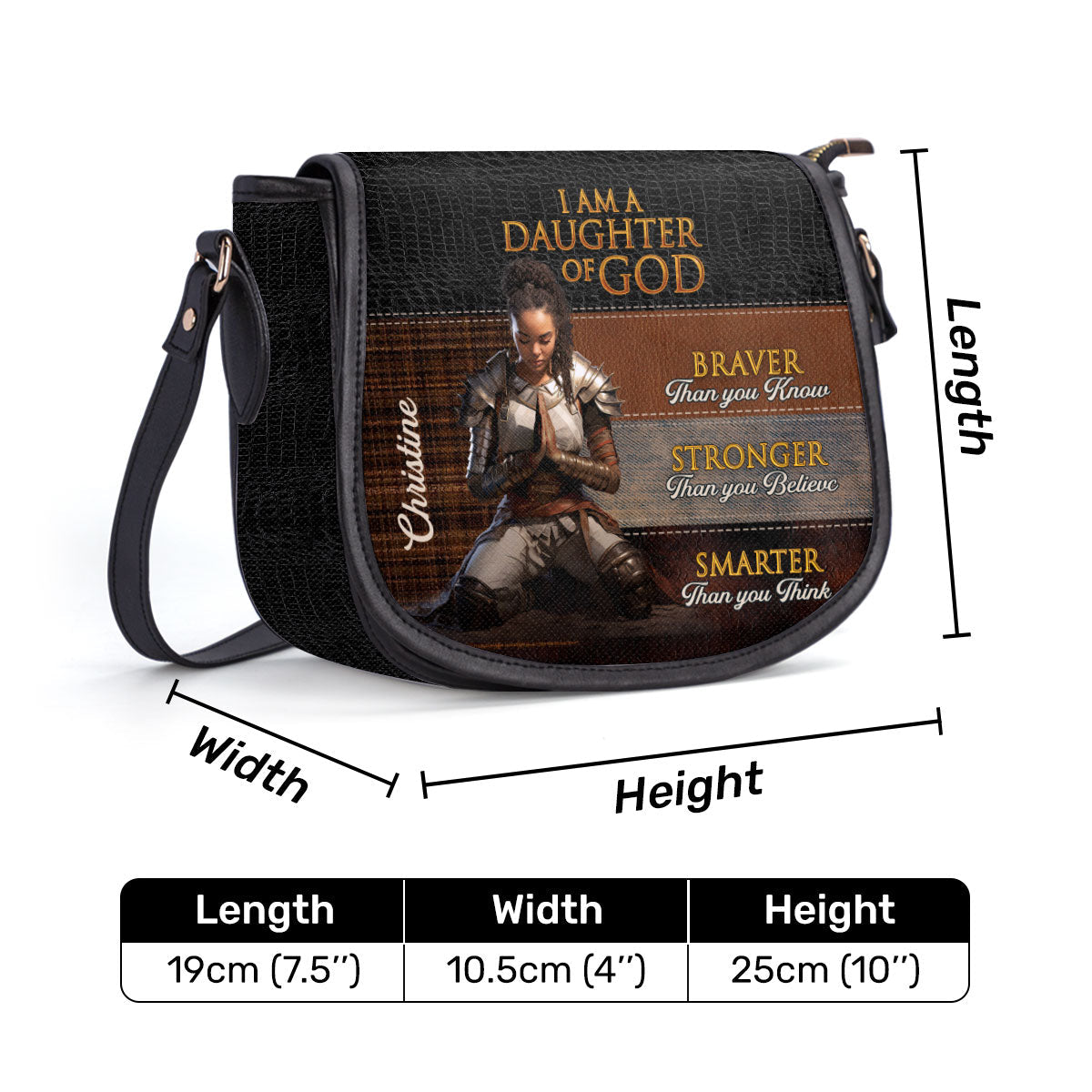 I Am Daughter Of God Personalized Leather Saddle Bag - Religious Bags For Women