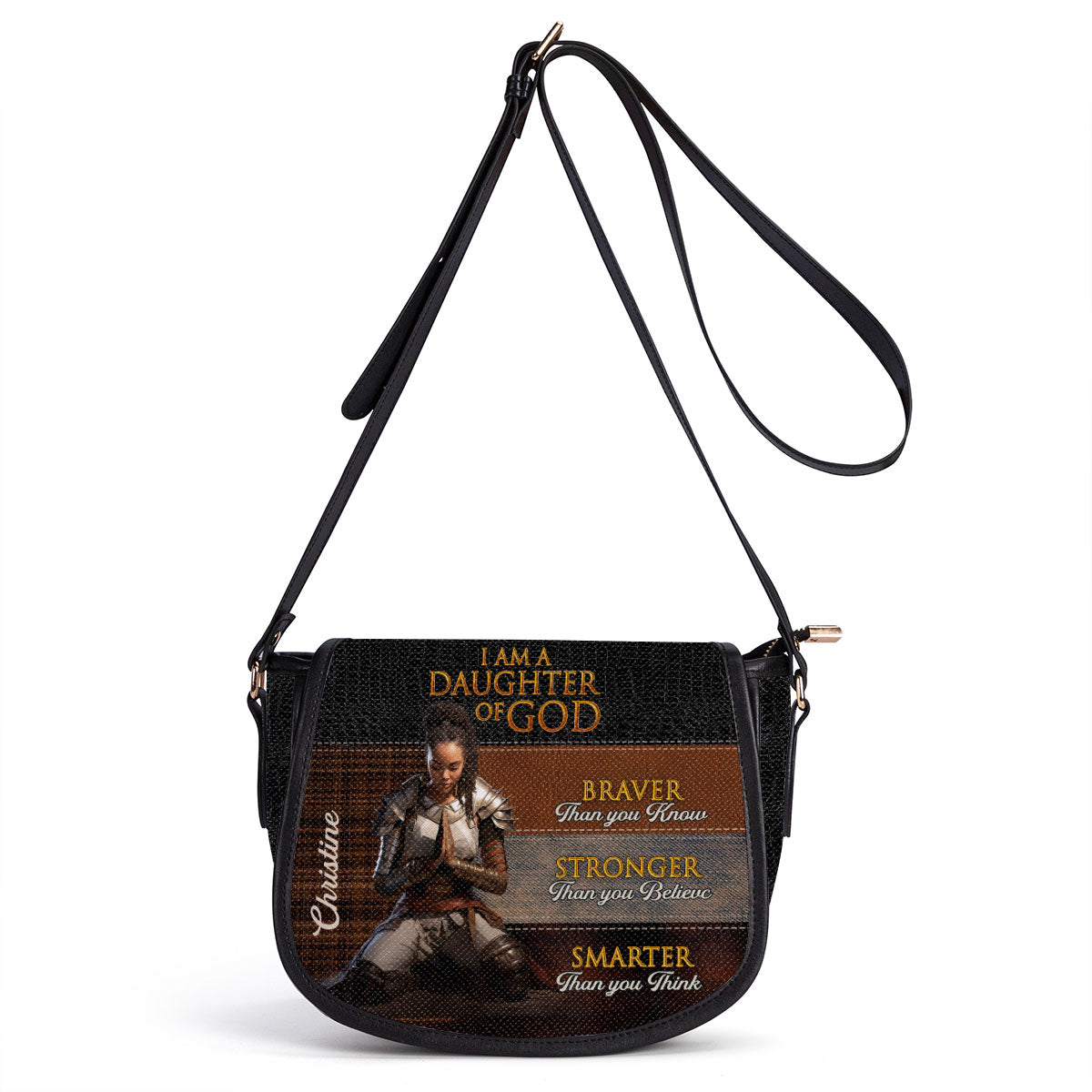 I Am Daughter Of God Personalized Leather Saddle Bag - Religious Bags For Women