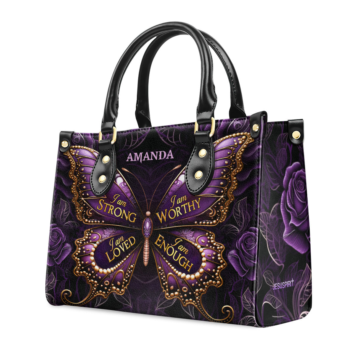 I Am Love Personalized Leather Handbag With Handle For Women