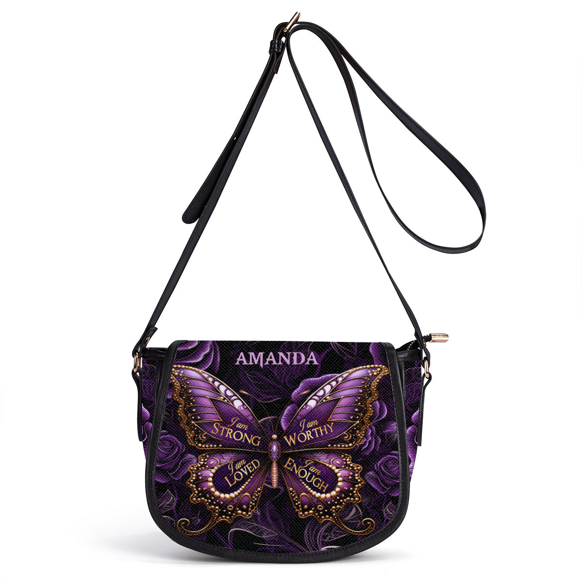 I Am Love Personalized Leather Saddle Bag - Religious Bags For Women