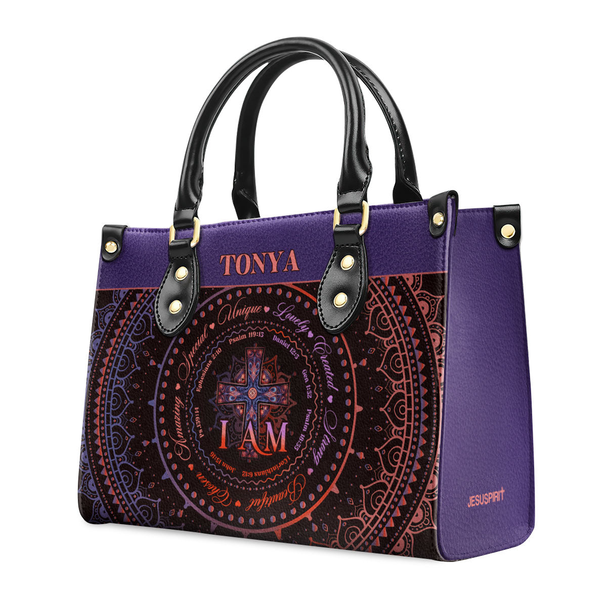 I Am Personalized Leather Handbag With Handle For Women