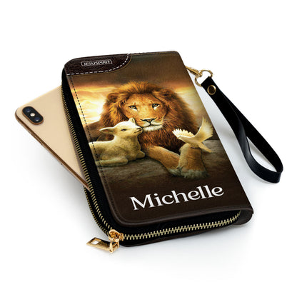 I Am The Alpha And The Omega Revelation 18 Personalized Leather Clutch Purse - Christian Gifts For Religious Women