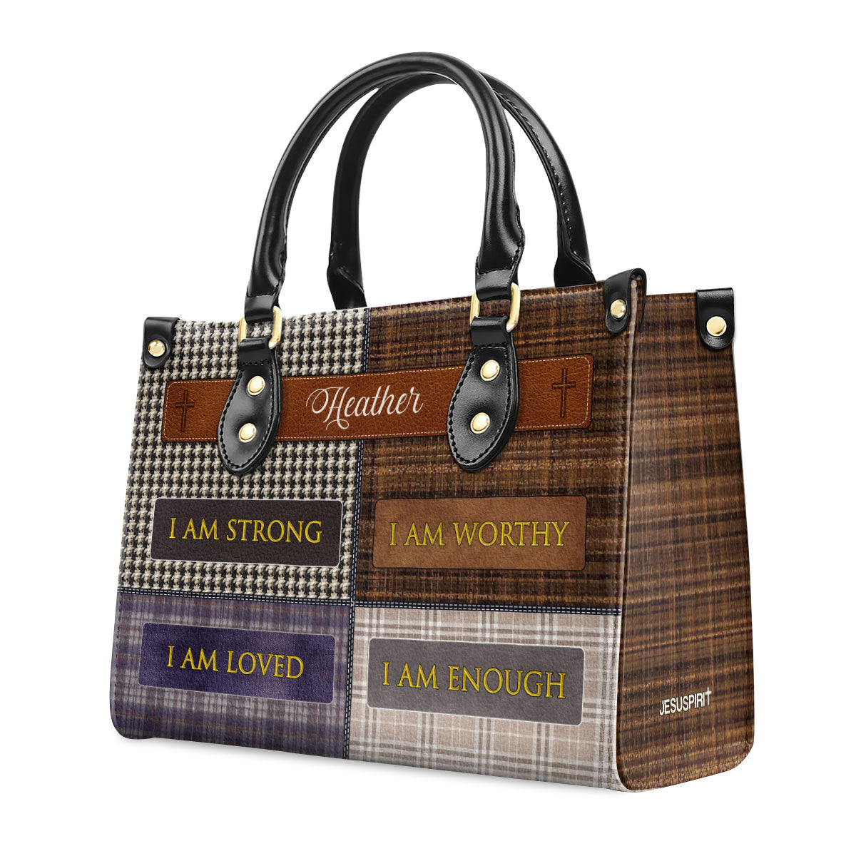 I Am Worthy Custom Name Leather Handbags For Women