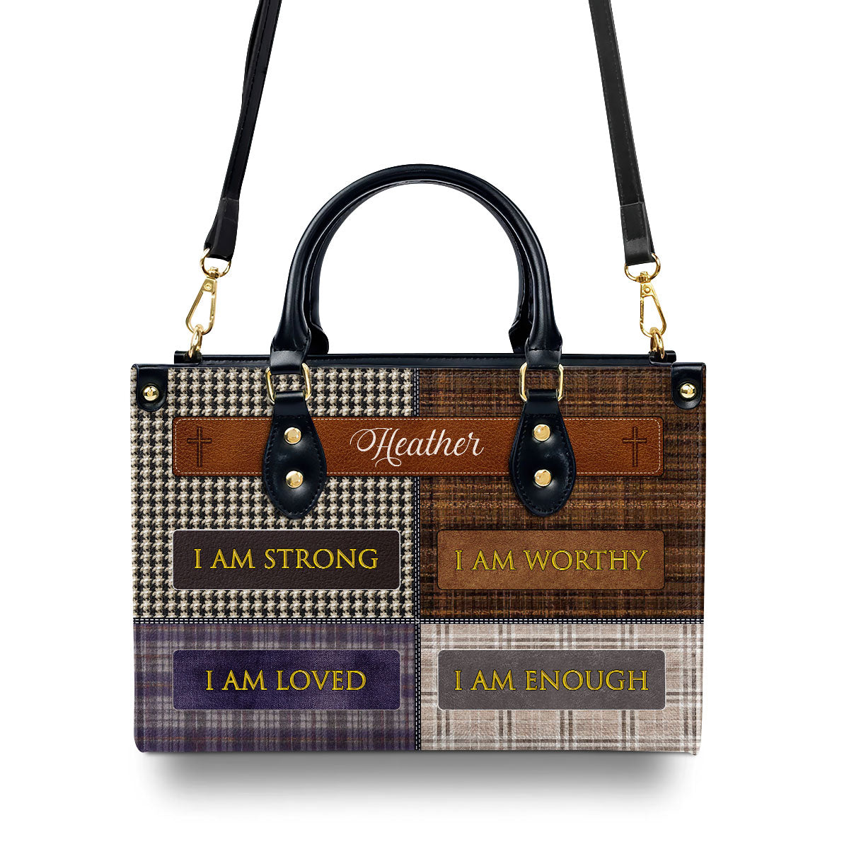 I Am Worthy Custom Name Leather Handbags For Women