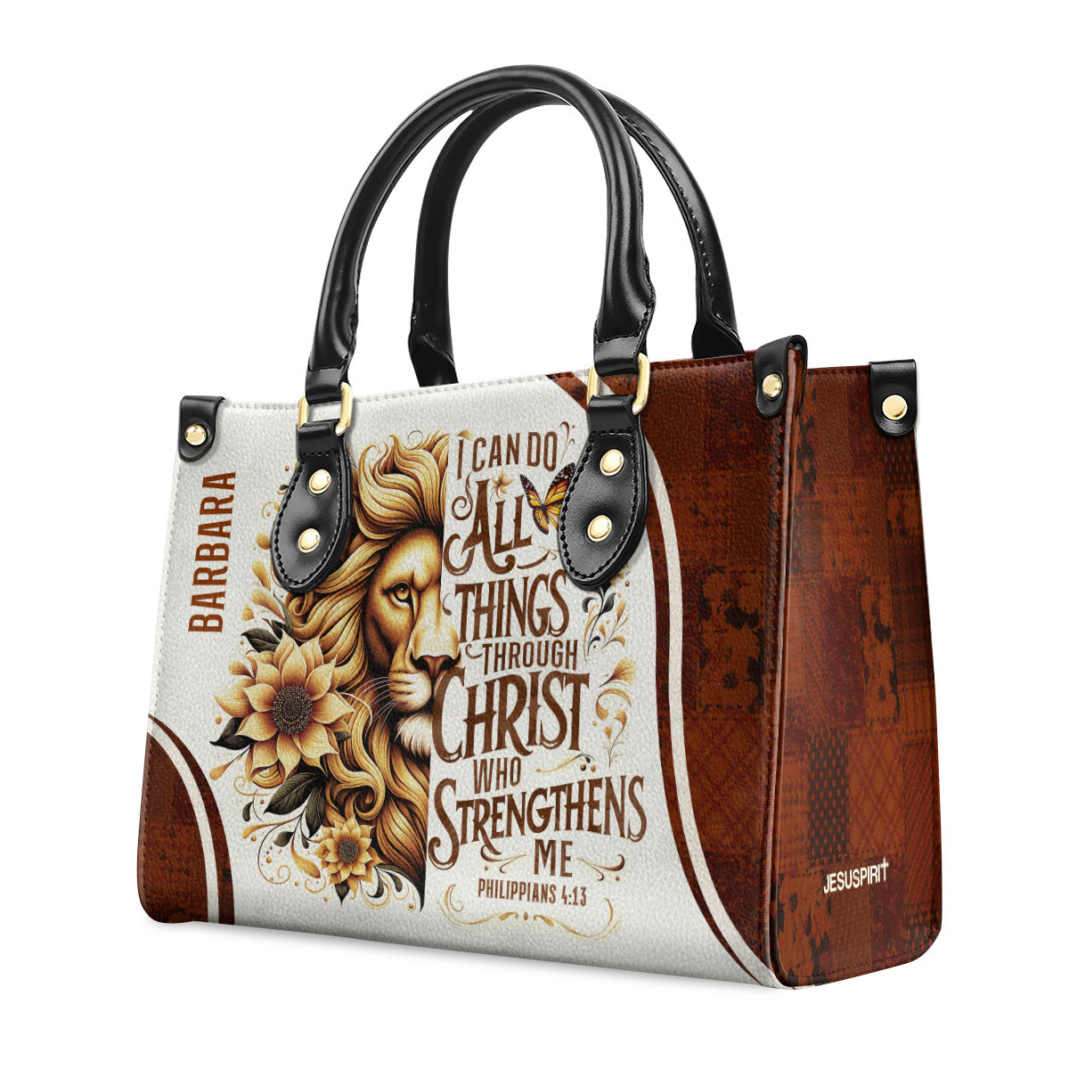 I Can Do All Things Personalized Leather Handbag With Handle For Women