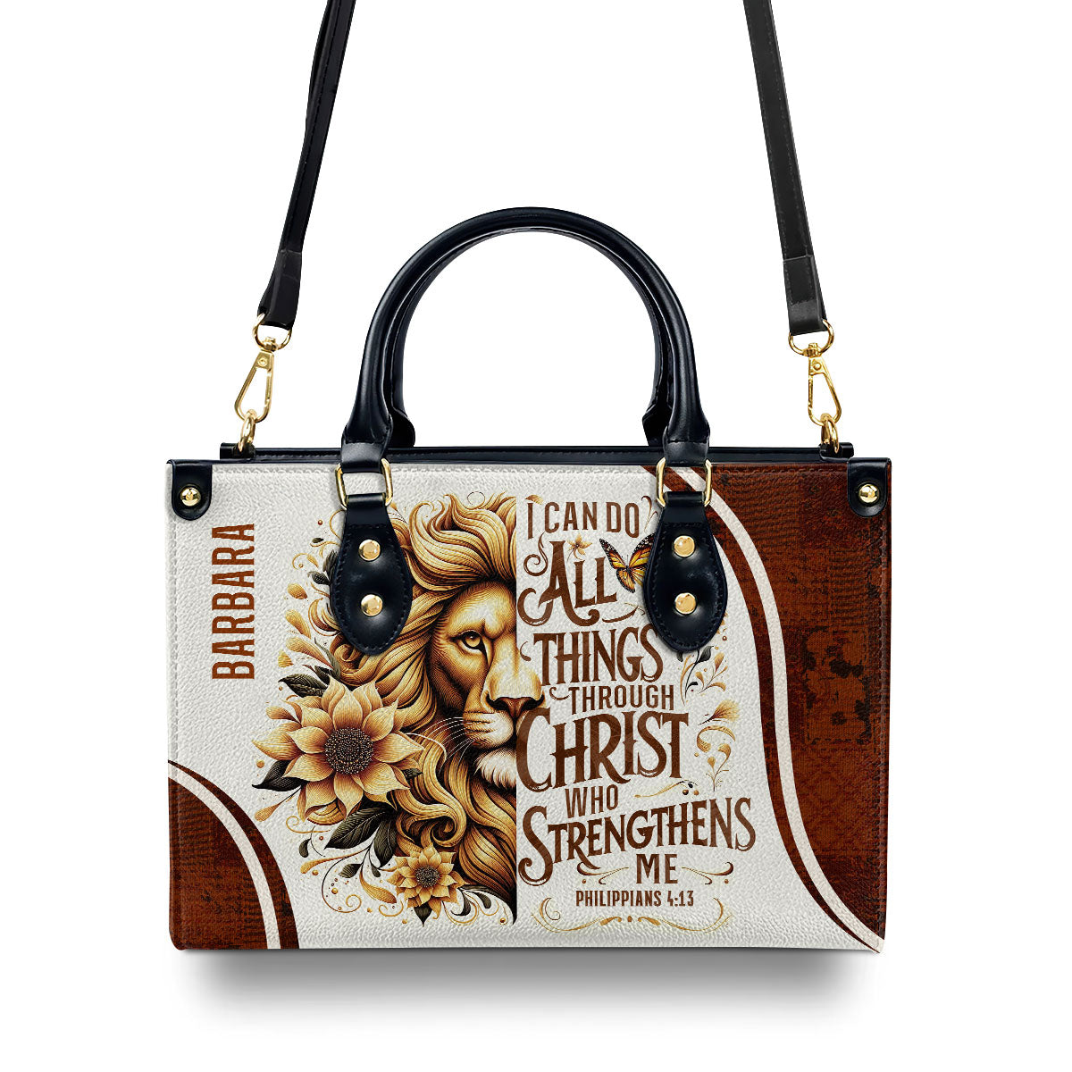 I Can Do All Things Personalized Leather Handbag With Handle For Women