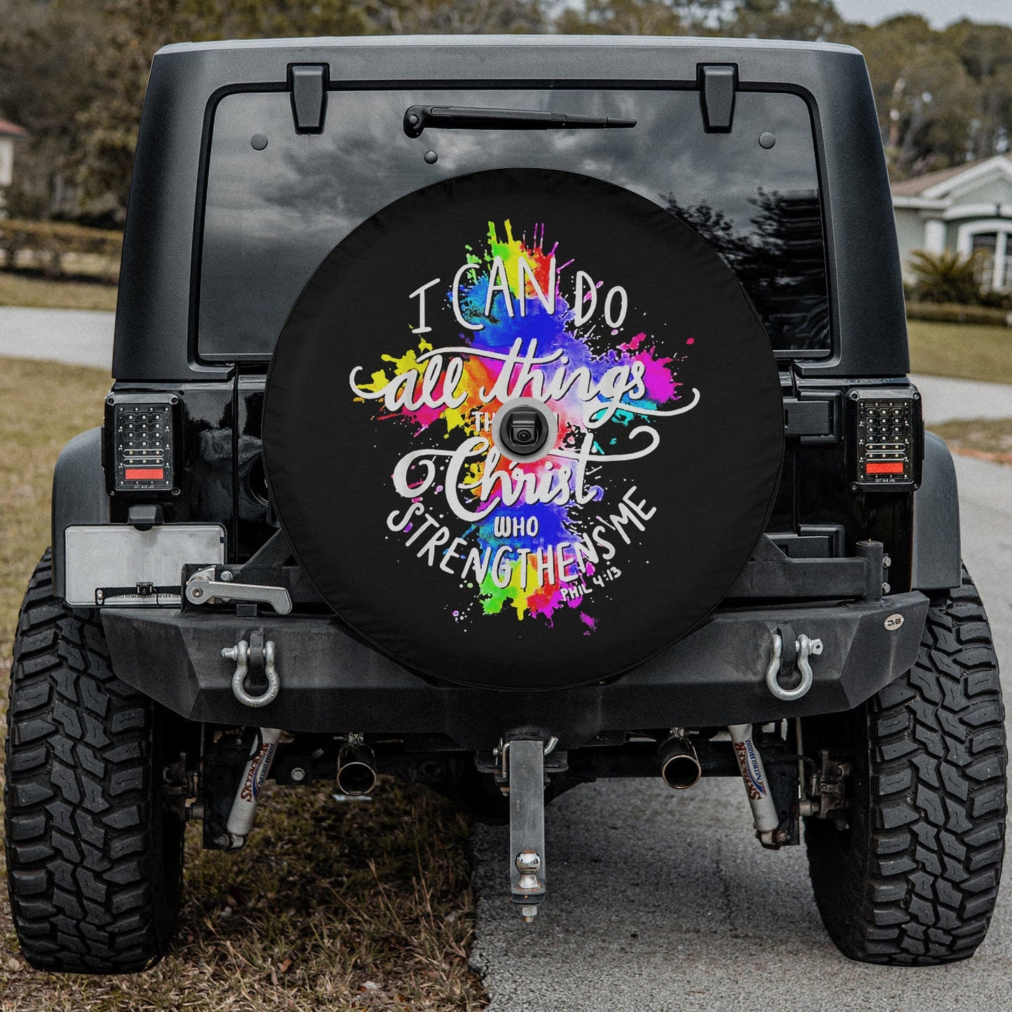 I Can Do All Things Through Christ Who Strengthens Me God Spare Tire Cover - Religious Christian Spare Tire Cover