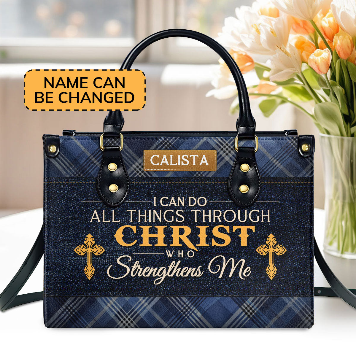 I Can Do All Things Through Christ Who Strengthens Me Personalized Leather Handbag - Jesus Handbag