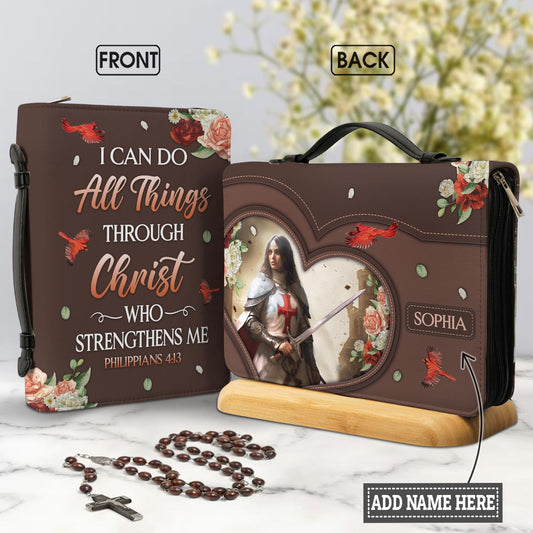 I Can Do All Things Through Christ Who Strengthens Me Philippians 4 13 Knights Templar Personalized Bible Covers for Women