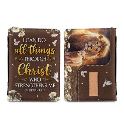 I Can Do All Things Through Christ Who Strengthens Me Philippians 4 13 Lion Lamb Personalized Bible Covers for Women