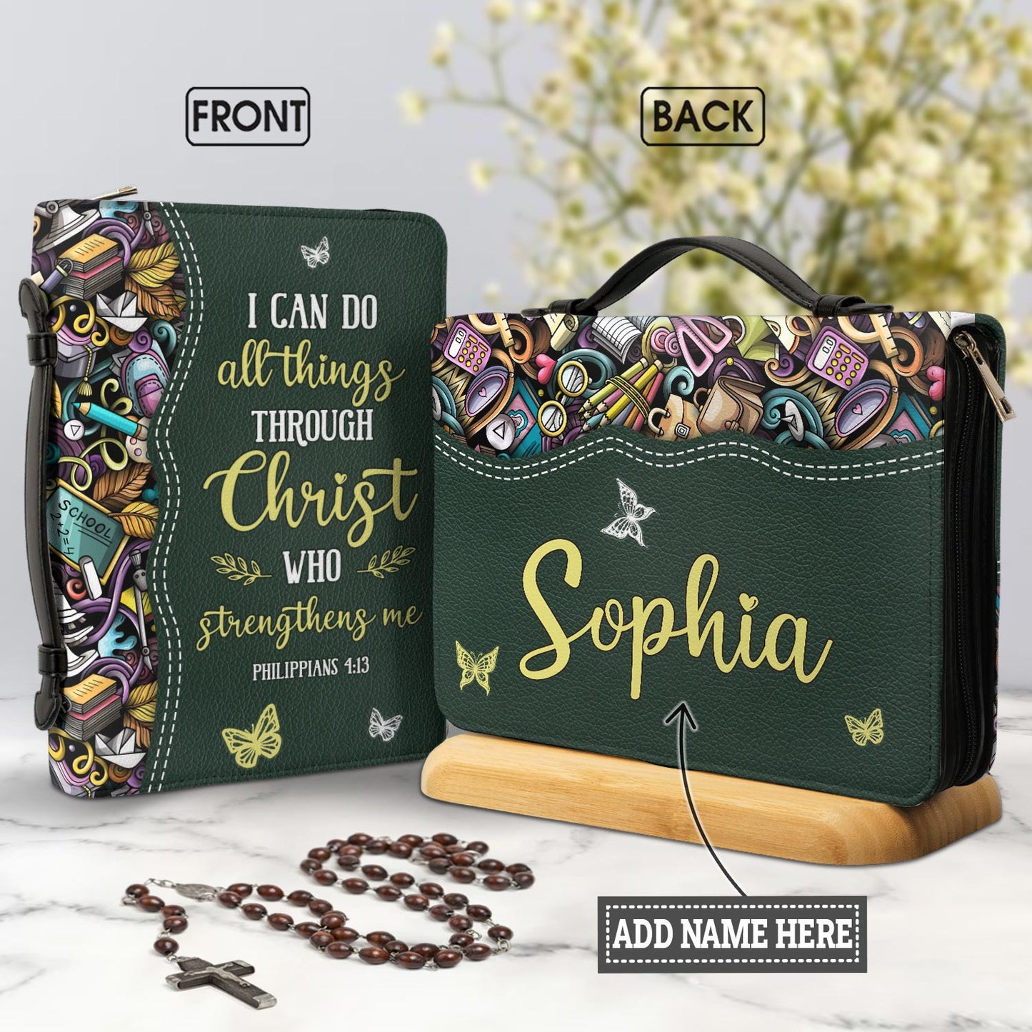 I Can Do All Things Through Christ Who Strengthens Me Philippians 4 13 School Personalized Bible Covers for Women
