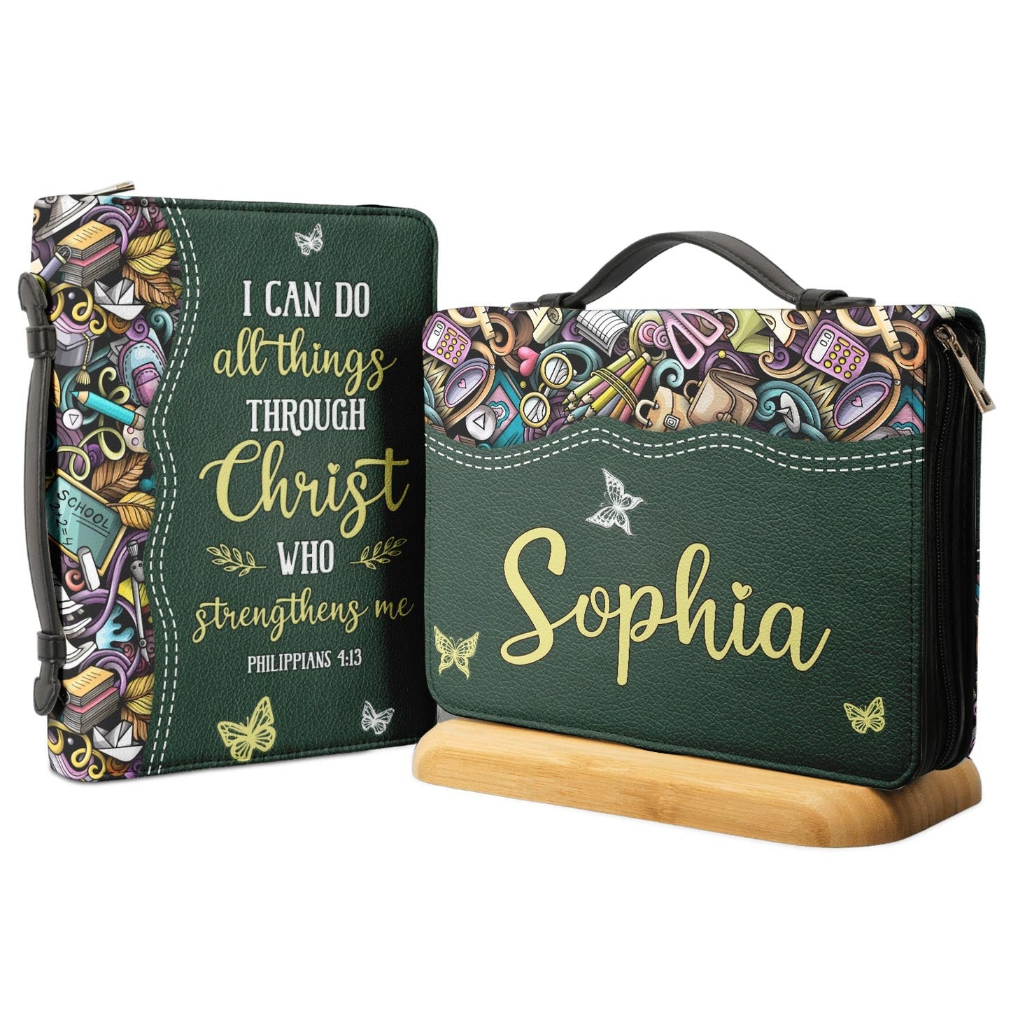 I Can Do All Things Through Christ Who Strengthens Me Philippians 4 13 School Personalized Bible Covers for Women