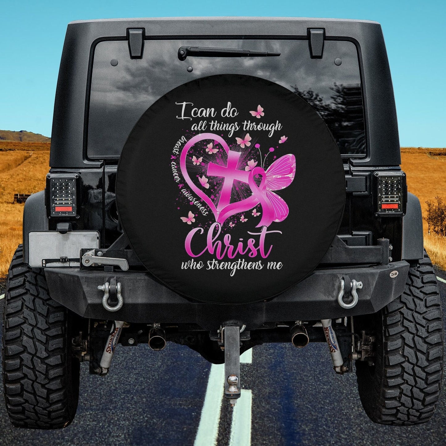 I Can Do All Things Through Christ Who Strengthens Me Spare Tire Cover - Religious Christian Spare Tire Cover