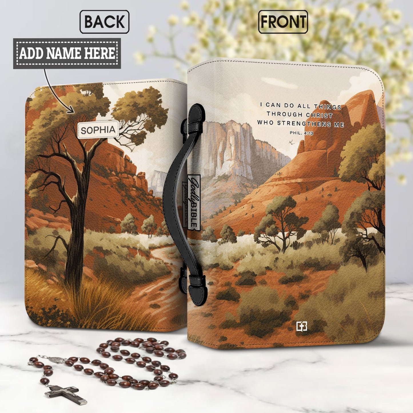 I Can Do All Things Through Christ Who Strengthens Me Zion Personalized Bible Case - Jesus Bible Cover