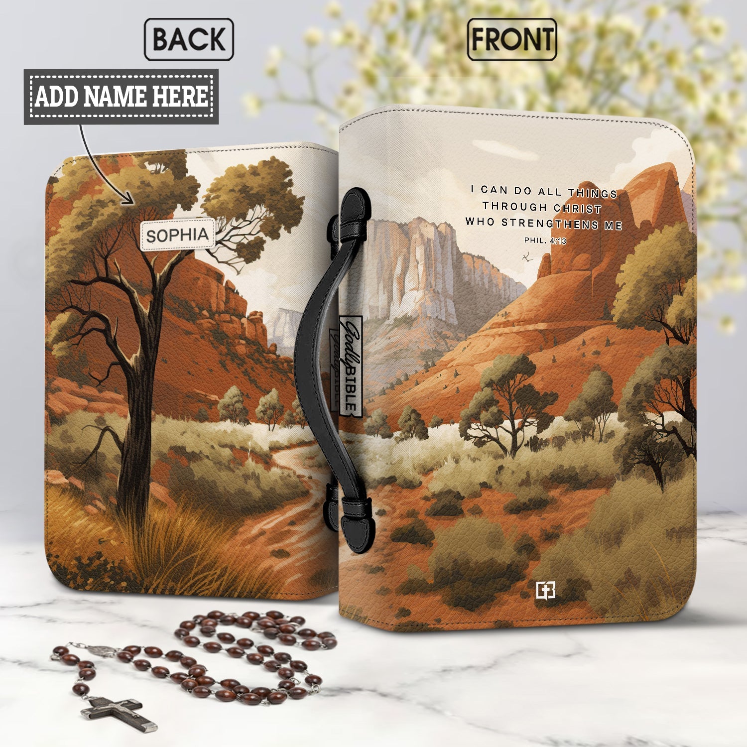 I Can Do All Things Through Christ Who Strengthens Me Zion Personalized Bible Case - Jesus Bible Cover