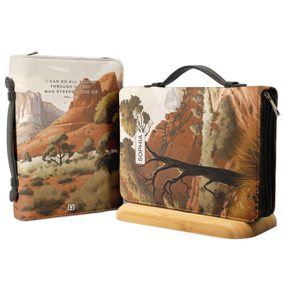I Can Do All Things Through Christ Who Strengthens Me Zion Personalized Bible Case - Jesus Bible Cover